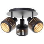 Brilliant Tyas Luce da soffitto  Aluminium Metallo Nero Oro | 370mm -  Adatto per 3x E14