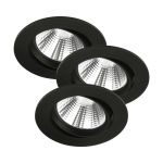 Confezione Multipack 3x Nordlux Faretti Fremont Metallo Nero 4.5W 345lm 36D - 827 Bianco Molto Caldo | 85mm - IP23- Dimmerabile