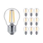 Confezione Multipack 10x Philips Corepro LED Lustre E27 Sferica Filamento Chiara 4.3W 470lm - 827 Bianco Molto Caldo | Sostitutiva 40W