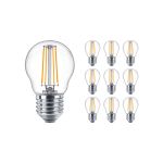 Confezione Multipack 10x Philips Master Value LED Lustre E27 Sferica Filamento Chiara 3.4W 470lm - 927 Bianco Molto Caldo | Miglior resa cromatica - Dimmerabile - Sostitutiva 40W