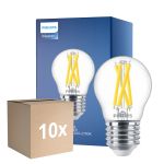 Confezione Multipack 10x Philips MASTER LED E27 Sferica Filamento Chiara 3.5W 470lm - 922-927 Dim To Warm | Miglior Resa Cromatica - Dimmerabile - Sostitutiva 40W
