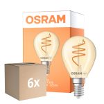 Confezione Multipack 6x Osram Vintage 1906 LED Classic Slim E14 Pera Filamento Oro 4.9W 470lm - 922 Bianco Molto Caldo | Miglior Resa Cromatica - Dimmerabile - Sostitutiva 40W