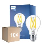 Confezione Multipack 10x Philips Master LED E27 Pera Filamento Chiara 7.2W 1055lm - 922-927 Dim To Warm | Miglior Resa Cromatica - Dimmerabile - Sostitutiva 75W