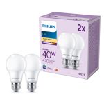 Confezione Multipack 2x Philips Bulbo LED E27 Pera Ghiaccio 5W 470lm - 827 Bianco Molto Caldo