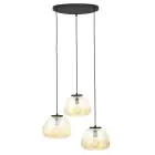Brilliant Kaizen Luce Pendente Vetro Luce Pendente Metallo Nero Beige | 400mm - Adatto per 3x E27