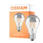 Osram Classic LED E27 Pera Filamento Mirror Argento 4W 400lm - 827 Bianco Molto Caldo | Sostitutiva 35W