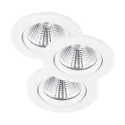 Confezione Multipack 3x Nordlux Faretti Fremont Metallo Bianca 4.5W 345lm 36D - 827 Bianco Molto Caldo | 85mm - IP23- Dimmerabile