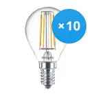 Confezione Multipack 10x Philips Corepro LED Lustre E14 Sferica Filamento Chiara 4.3W 470lm - 827 Bianco Molto Caldo | Sostitutiva 40W