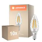 Confezione Multipack 10x Ledvance Classic LED E14 TWisted Candela Filamento Chiara 3.4W 470lm - 827 Bianco Molto Caldo | Sostitutiva 40W