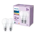 Confezione Multipack 2x Philips Bulbo LED E27 Pera Ghiaccio 5W 470lm - 827 Bianco Molto Caldo